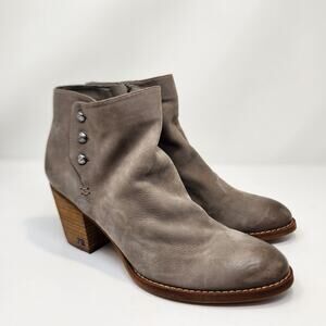 Sam Edelman Mariella Gray Leather Ankle Boots Women Size 9.5 Slouchy Booties Zip